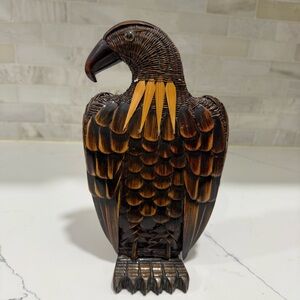 Vintage Shanghai Handicrafts lacquer Wicker Eagle Figurine PRC
